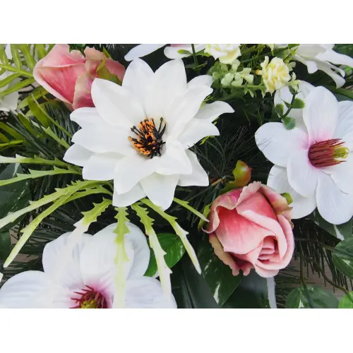 KOMPOZYCJA NA GRÓB KOMPLET MAGNOLIA DALIA RÓŻA 1.528/2