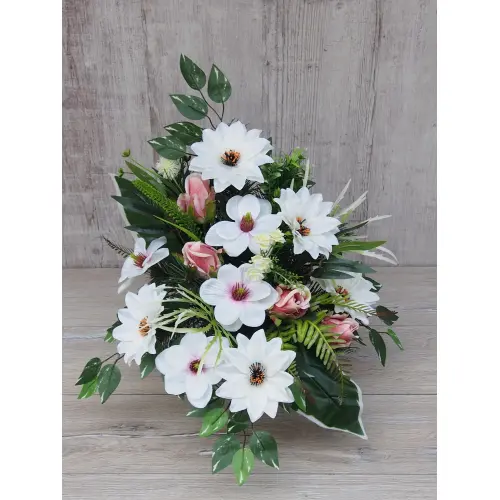 KOMPOZYCJA NA GRÓB KOMPLET MAGNOLIA DALIA RÓŻA 1.528/2