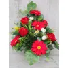 Czerwona gerbera z różą stroik + bukiet do wazonu