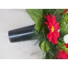 Czerwona gerbera z różą stroik + bukiet do wazonu