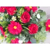 Czerwona gerbera z różą stroik + bukiet do wazonu