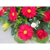 Czerwona gerbera z różą stroik + bukiet do wazonu