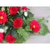 Czerwona gerbera z różą stroik + bukiet do wazonu