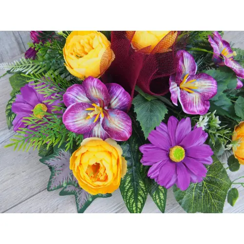 Komplet stroik + bukiet z kwiatów sztucznych – gerbera peonia