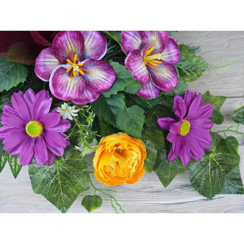 Komplet stroik + bukiet z kwiatów sztucznych – gerbera peonia