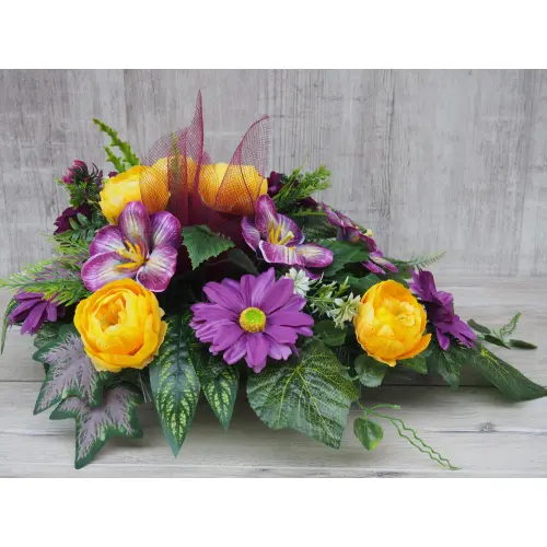 Komplet stroik + bukiet z kwiatów sztucznych – gerbera peonia