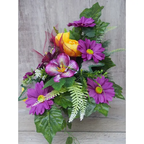 Komplet stroik + bukiet z kwiatów sztucznych – gerbera peonia