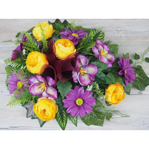 Komplet stroik + bukiet z kwiatów sztucznych – gerbera peonia