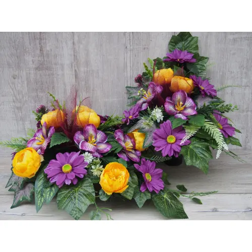 Komplet stroik + bukiet z kwiatów sztucznych – gerbera peonia
