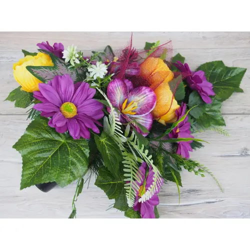 Komplet stroik + bukiet z kwiatów sztucznych – gerbera peonia
