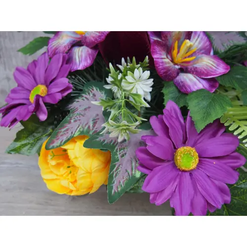 Komplet stroik + bukiet z kwiatów sztucznych – gerbera peonia