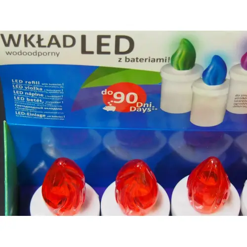 Wkłady LED Cortina Minor 2 90 w różnych kolorach w pudełku zbiorczym.